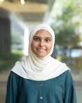 Portrait of a young woman wearing a white hijab