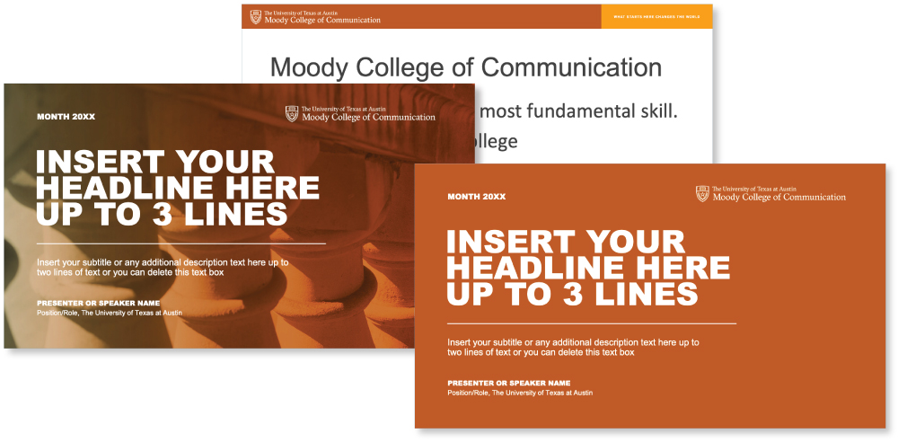 Sample of Moody College Powerpoint Templates in a collage
