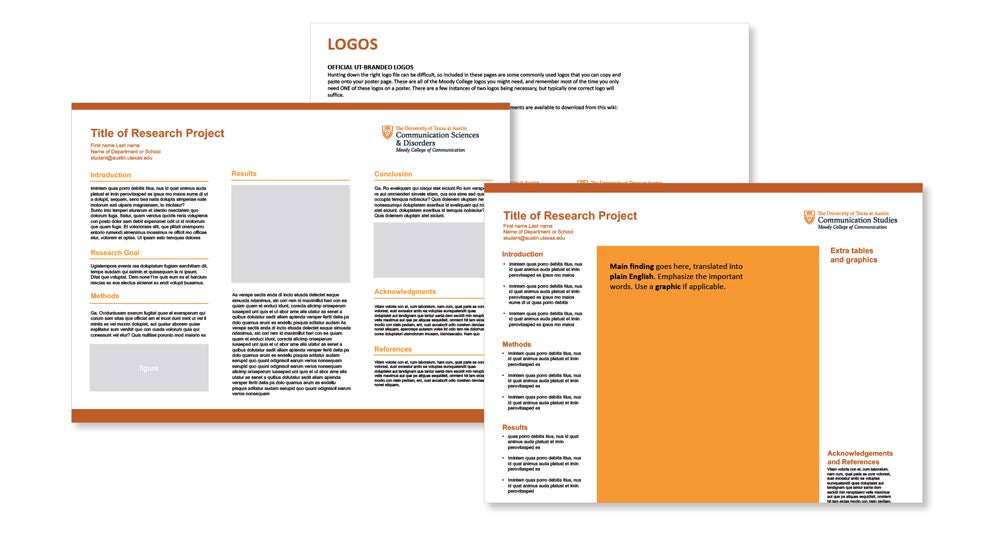 Sample of research poster templates in an overlapping collage