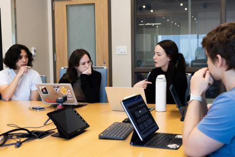 Photo of students working together