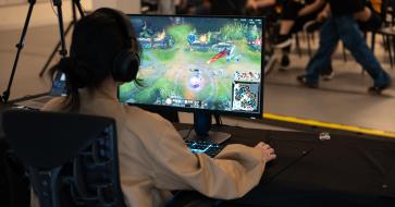 A student playing video games