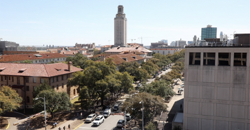 Tower from Moody College perspective 