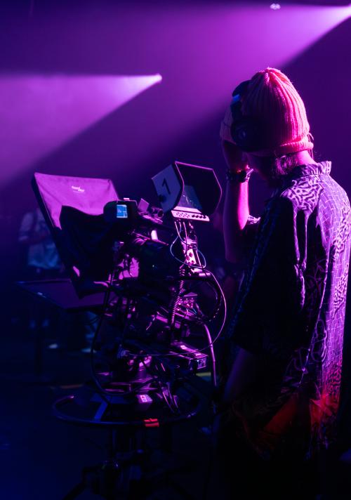 Student using camera equipment 