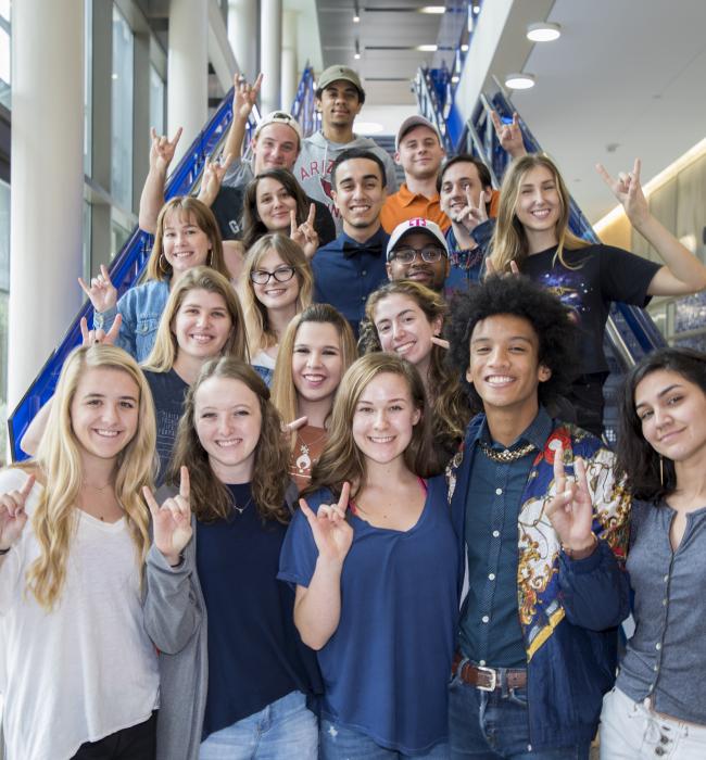 students on stairs