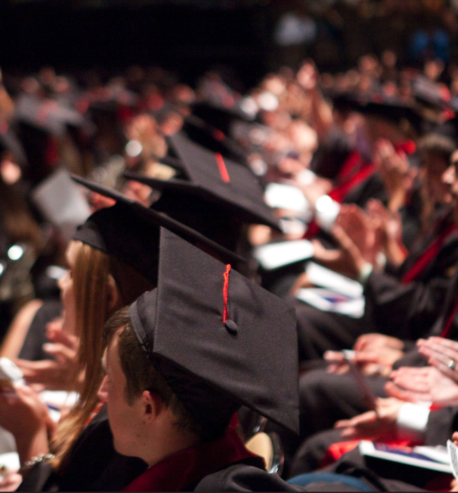 sea of graduates at ceremony