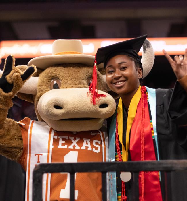 cropped photo of graduate and hookem