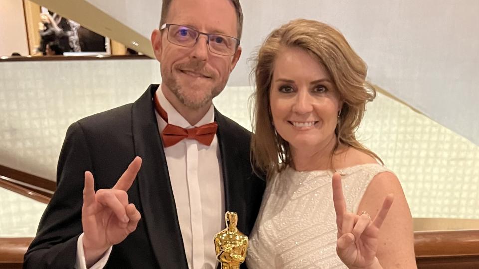 Mac Ruth after winning an Academy Award.