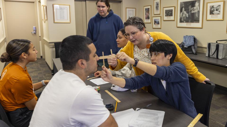 Kelsey Hatton is a clinical assistant professor in the Department of Speech, Language, and Hearing Sciences. She works with students to look at TBI. 