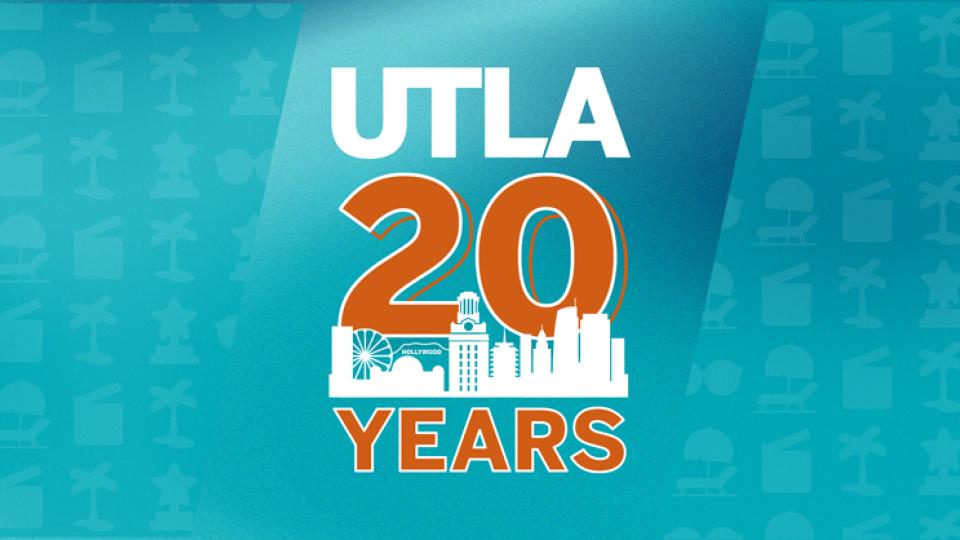 utla graphic celebrating 20 years in teal color 