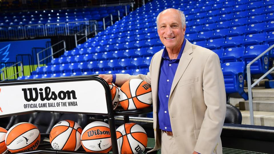 Robert Steinfeld with WNBA basketballs