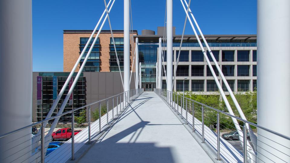 Photo of the Moody College bridge