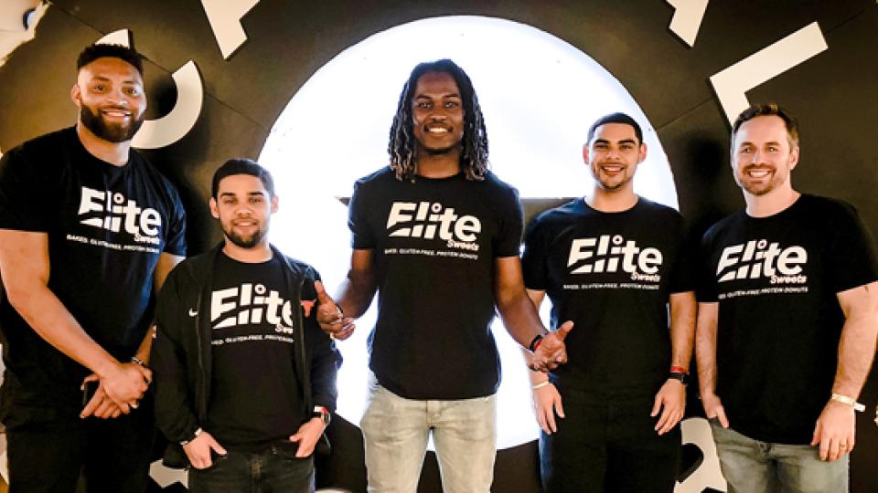 Twin brothers Amin and Amir Bahari, Caleb Bluiett and Moody College of Communication graduate Timothy Cole Jr. formed Elite Sweets, which produces protein-packed, naturally-sweetened donuts. 