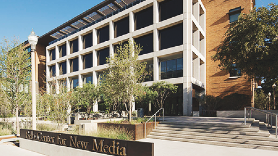 student solidarity exterior Belo Center for New Media 