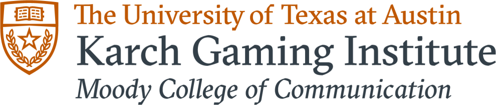 Logo that reads "Karch Gaming Institute - Moody College of Communication"
