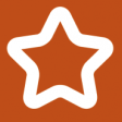 Orange background with white star icon