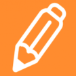 orange background with white pencil icon