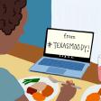 Illustration of a black woman eating a thanksgiving meal in front of a laptop with the words "from #Texas Moody" on the screen