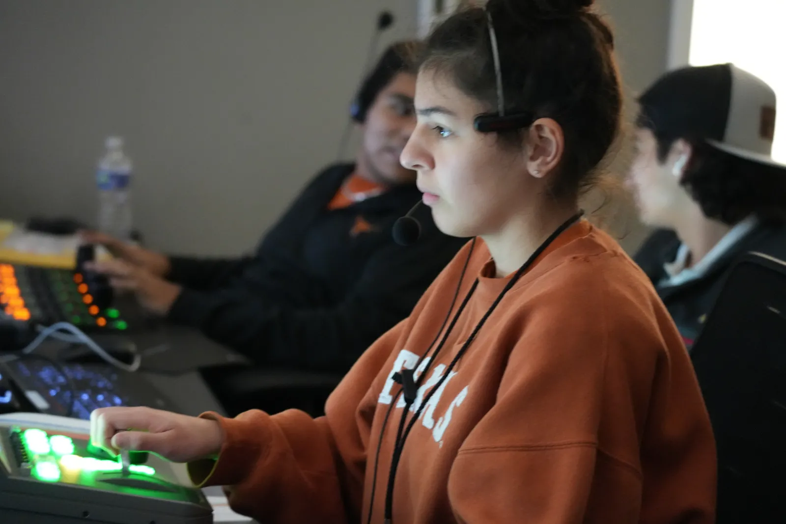 Student working control panel