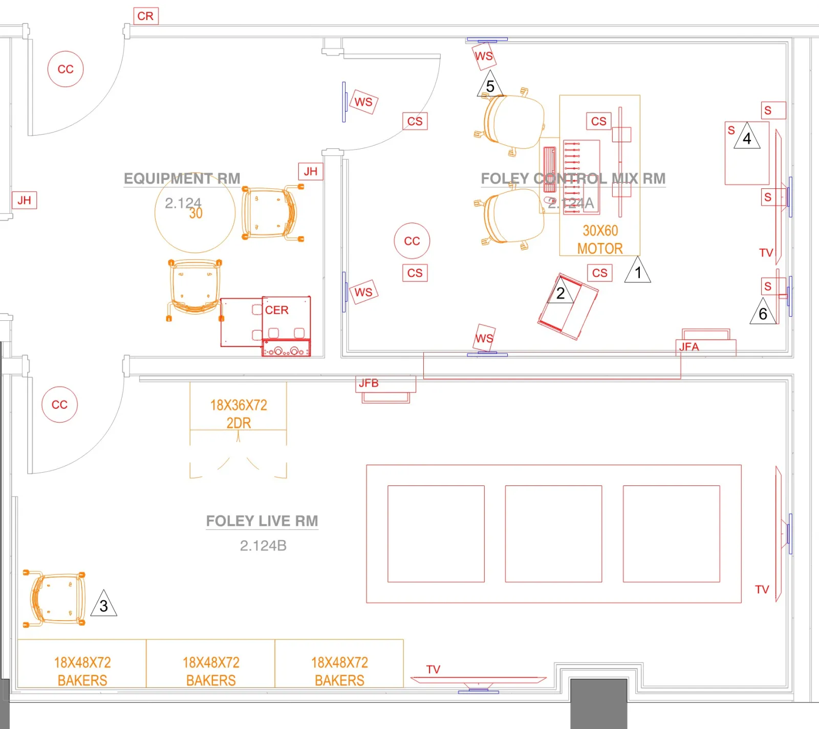 CMB 2.124A/B/C Audio Suite Floorplan