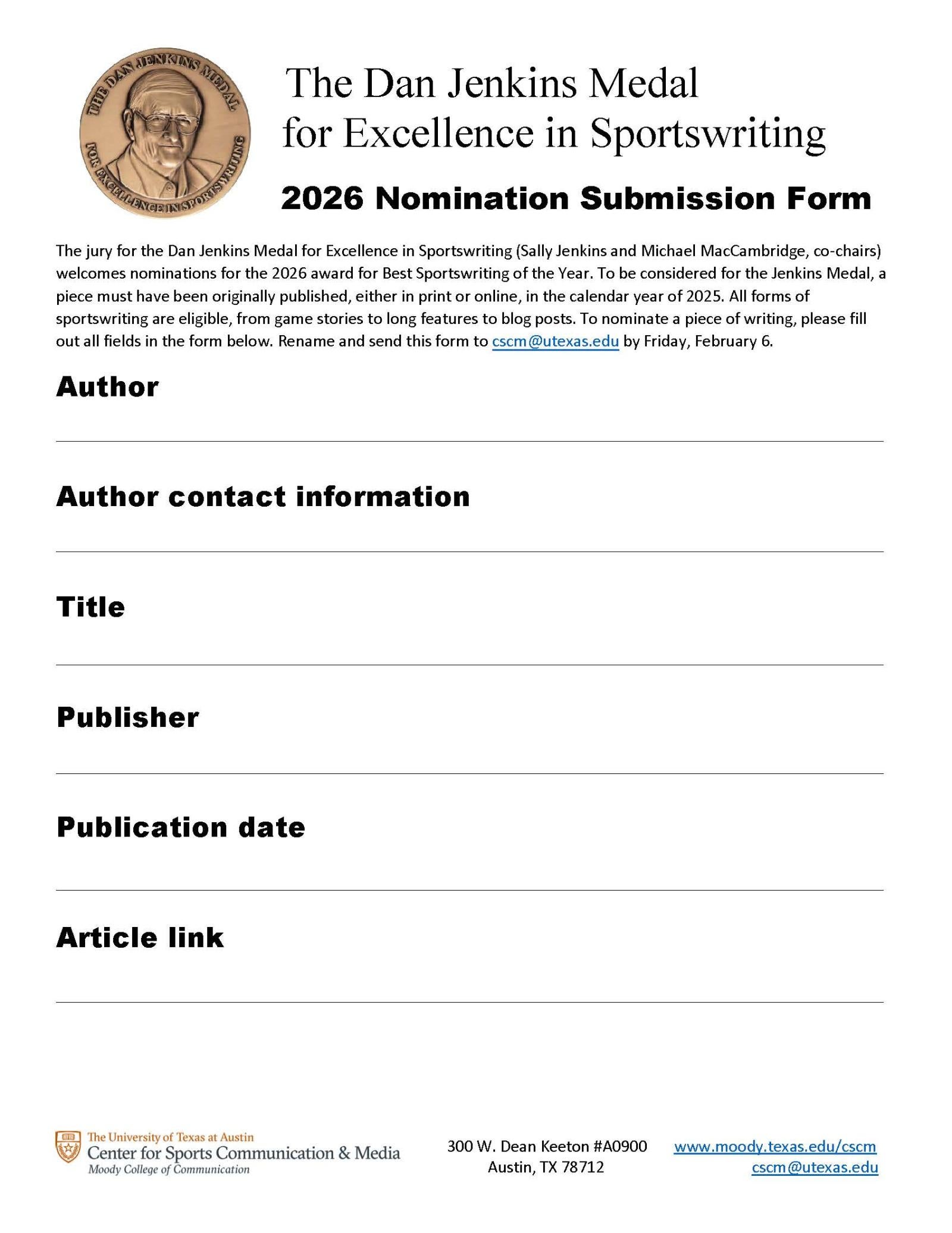 2026 Jenkins Medal submission