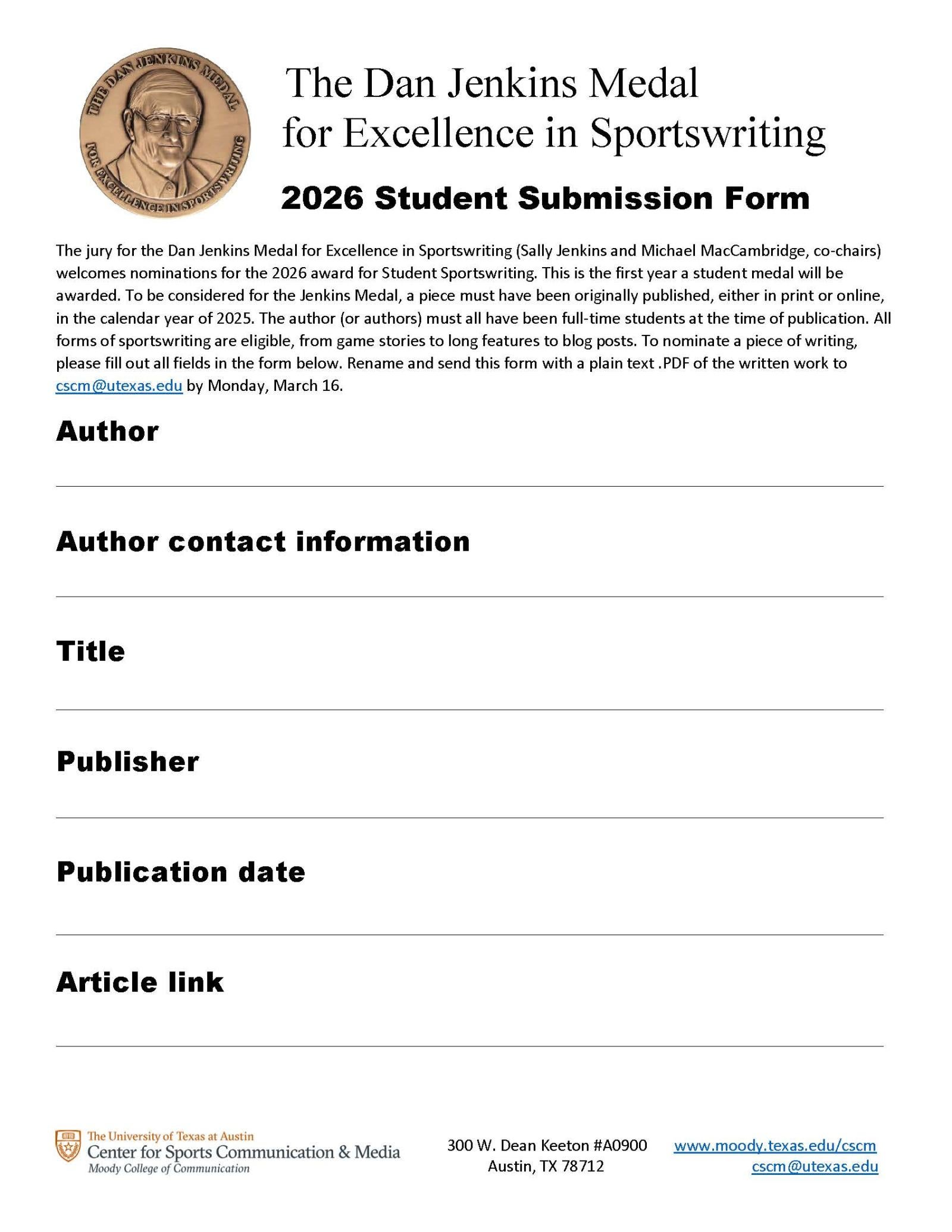 jenkins medal student