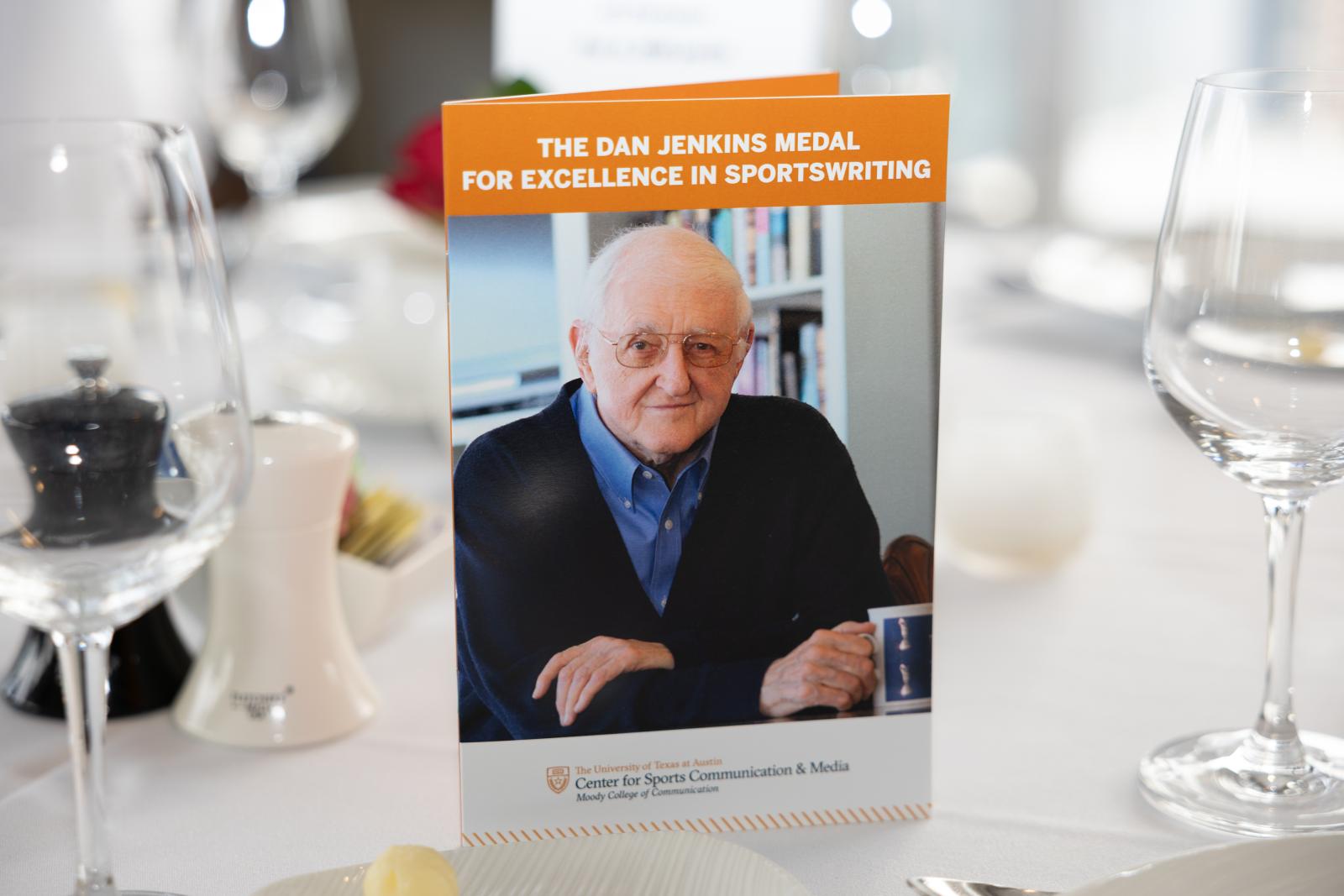 Card on a table featuring Dan Jenkins