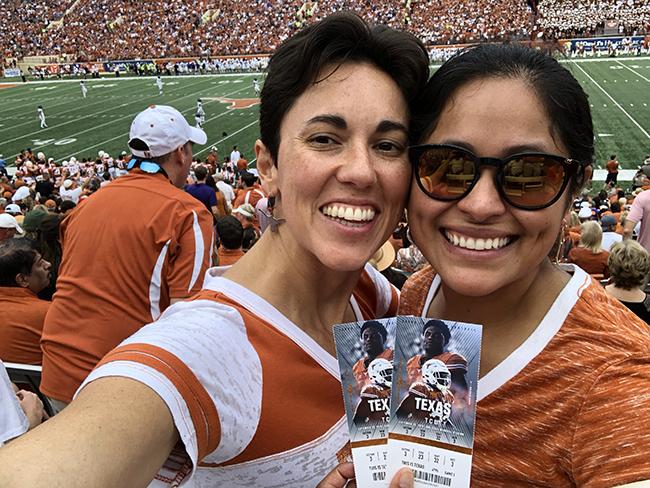 Gina and Jodi at Texas Football game 