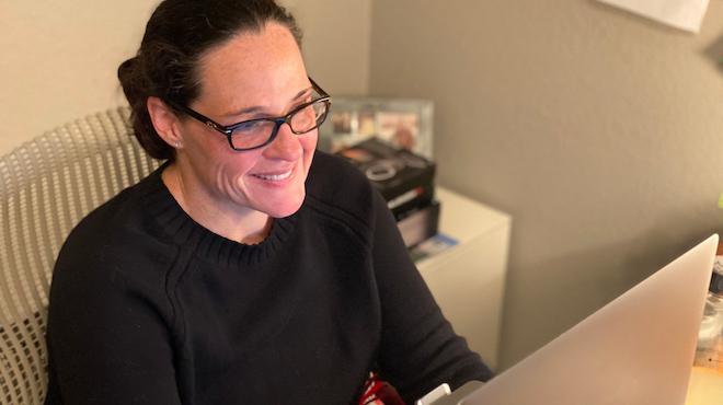 Kate Winkler Dawson during a Zoom book club event. 