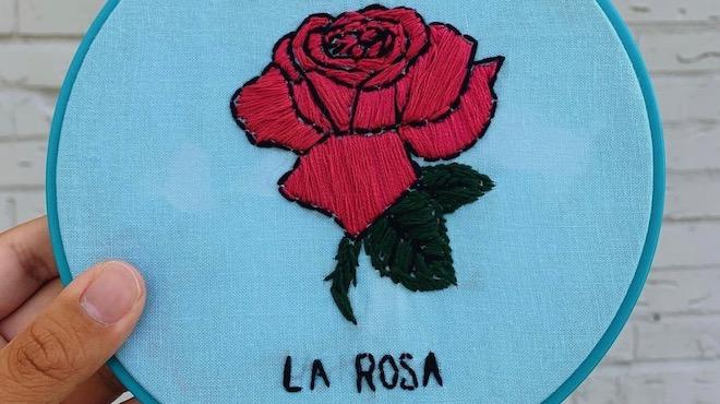 Judith Hernandez hand embroidery "la rosa"  