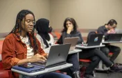 Student looking at computer