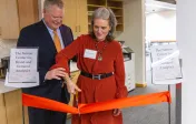 Tim and Mary Pat Nelson cut ribbon at opening ceremony