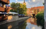 Scenic river view in Erfurt, Germany