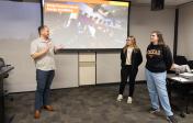 Korey Pereira presenting with PBL students