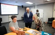 Dr. Czimskey speaking with PBL Showcase attendees