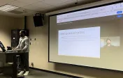 Dr. Upshaw on Zoom Call with Community Stakeholder in Class