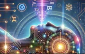 AI-created image of a robot human with sci-fi lasers around it