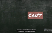 Screenshot of a video from Dr. Czimskey's material that says "Can't," representing a Defict Mindset