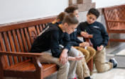 students preparing for presentations