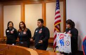 High school students presenting information