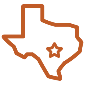 Icon shape of Texas with star for Austin