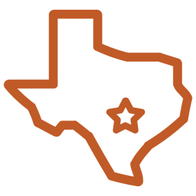 Icon shape of Texas with star for Austin