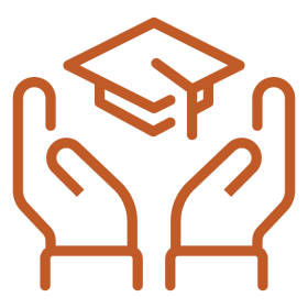 icon of hands and grad cap