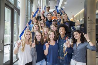 students on stairs