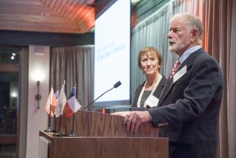 Mike and Tami Lang speaking at an event