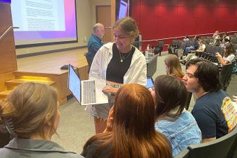 ULA assisting a class at Moody College of Communication