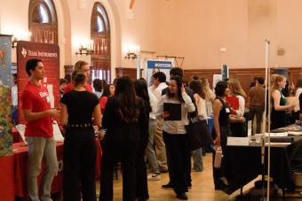 Students talking to recruiters