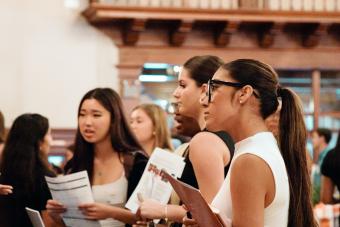 Students talking to recruiters