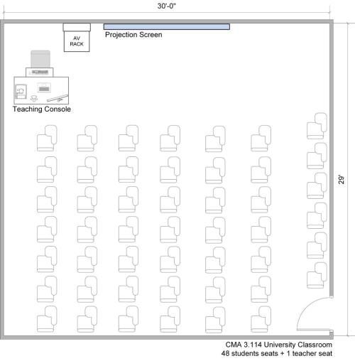 CMA 3.114 - University Classroom Floorplan