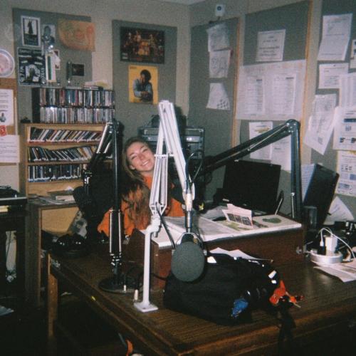 student at radio desk