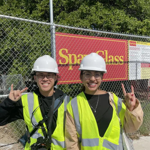 students in hard hats